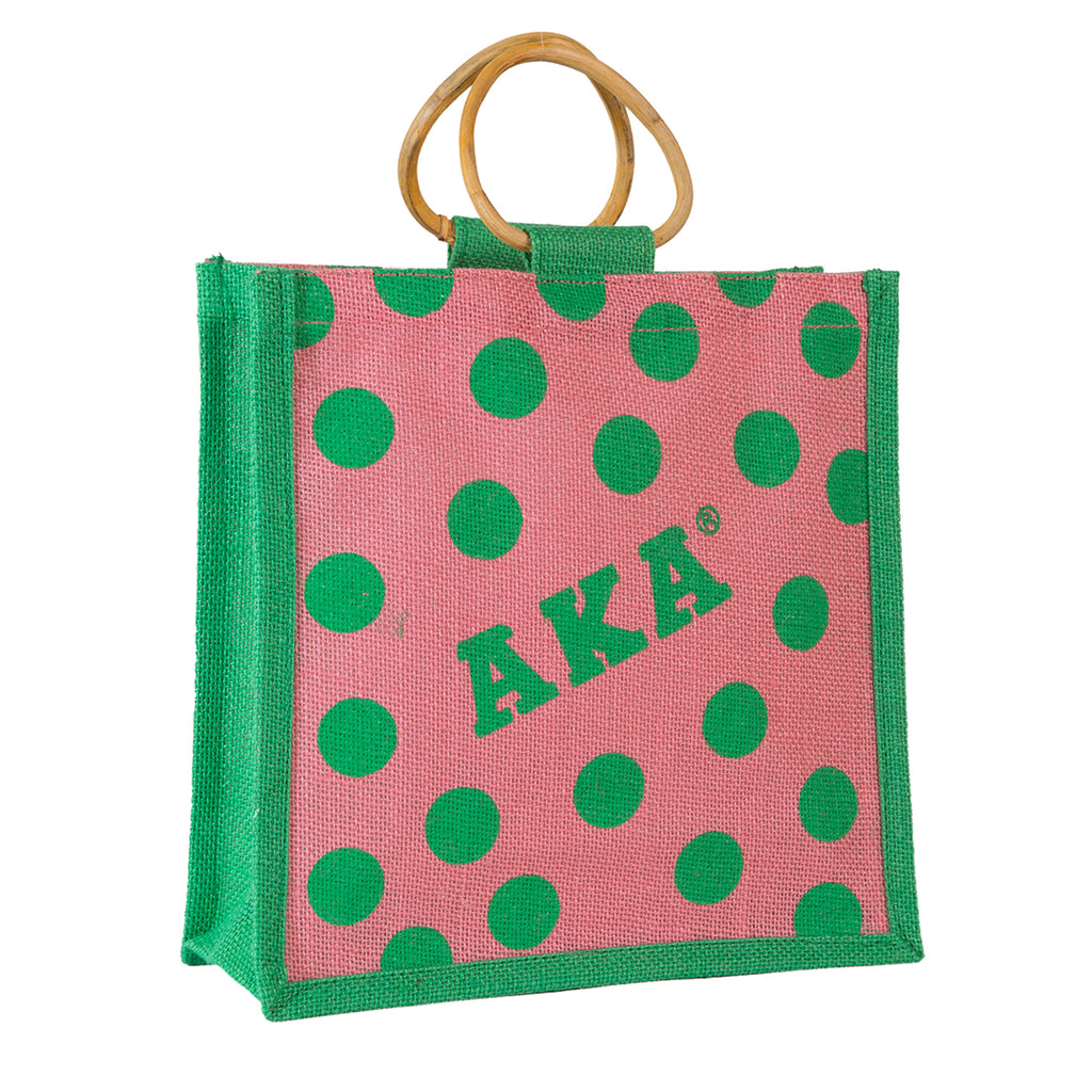 Alpha Kappa Alpha Polka Dot Jute Bag