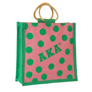 Alpha Kappa Alpha Polka Dot Jute Bag
