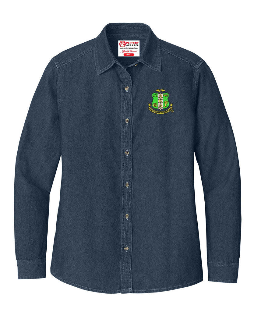 Alpha Kappa Alpha Long Sleeve Denim Crest Shirt