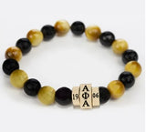 Alpha Black & Gold Stone Beaded Bracelet - Alpha Phi Alpha