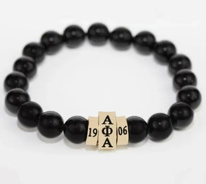 Alpha Black Stone Beaded Bracelet - Alpha Phi Alpha