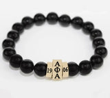 Alpha Black Stone Beaded Bracelet - Alpha Phi Alpha