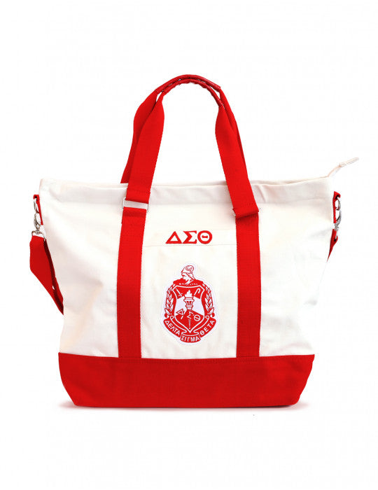 Delta Sigma Theta Canvas Crossbody Tote Bag