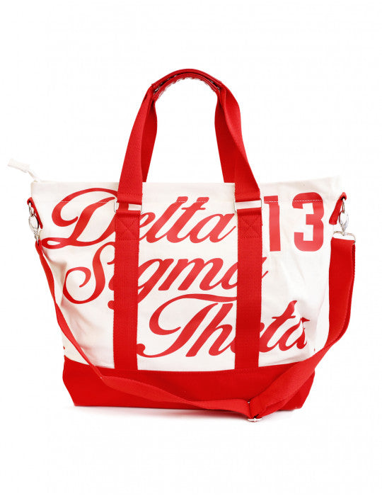 Delta Sigma Theta Canvas Crossbody Tote Bag