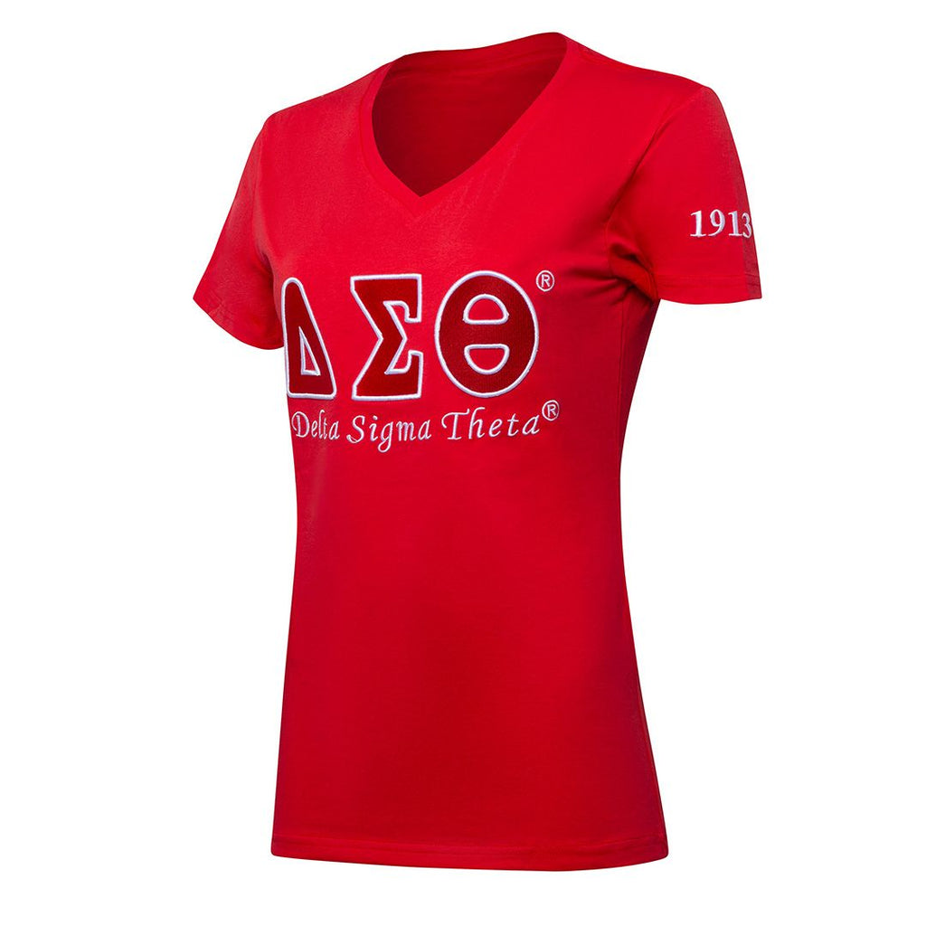 Delta Sigma Theta Embroidered Luxury T-Shirt