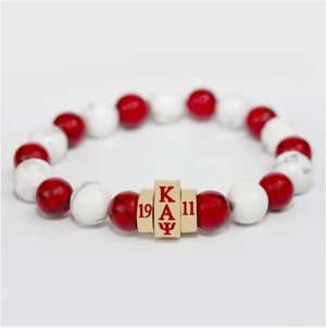 Kappa Red & White Stone Beaded Bracelet - Kappa Alpha Psi