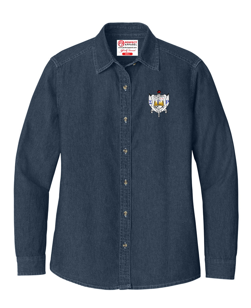 Sigma Gamma Rho Long Sleeve Denim Crest Shirt