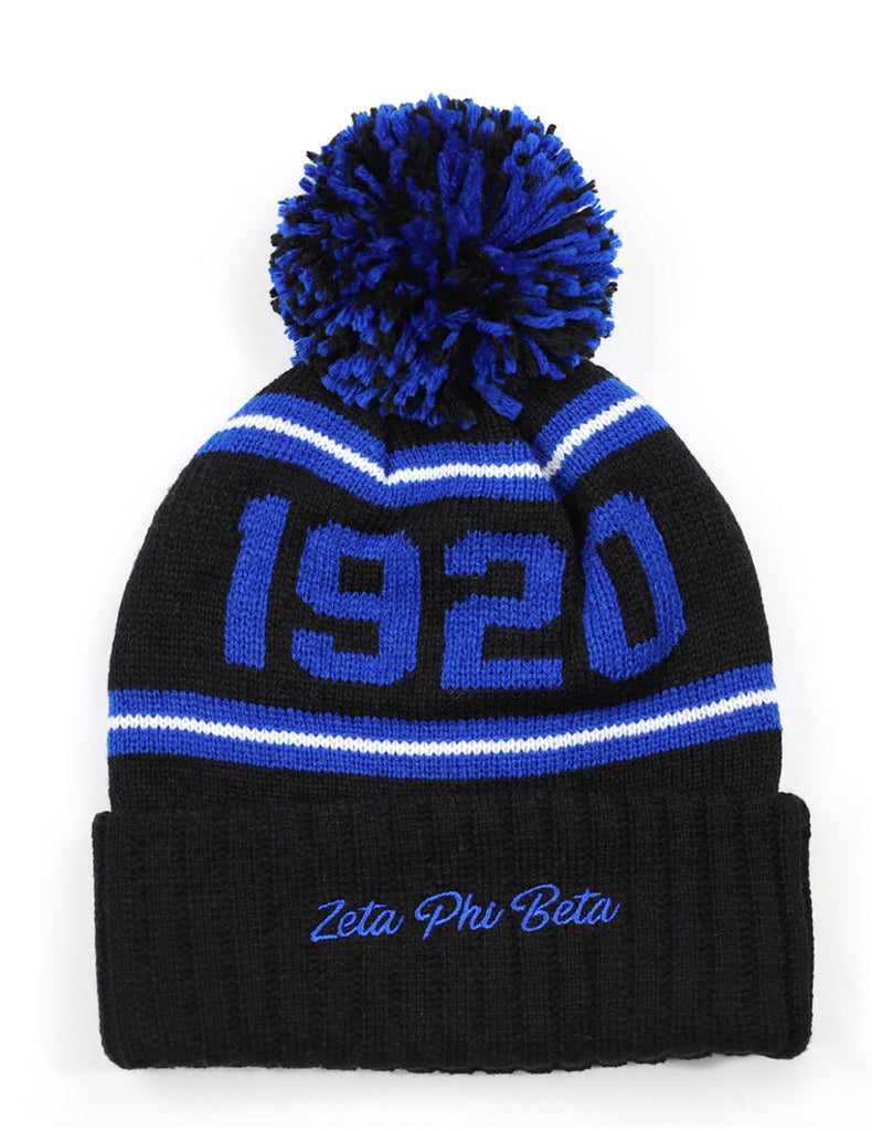 Zeta Phi Beta Knit Beanie - Black/Royal Blue