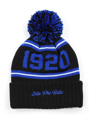 Zeta Phi Beta Knit Beanie - Black/Royal Blue