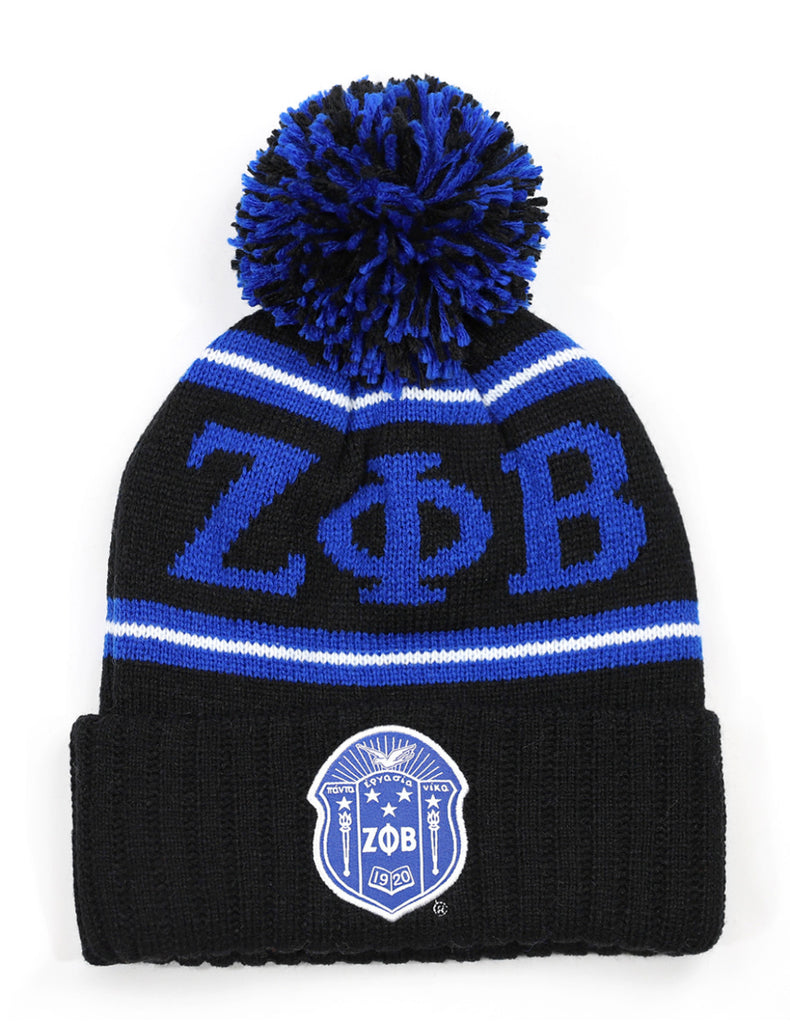 Zeta Phi Beta Knit Beanie - Black/Royal Blue