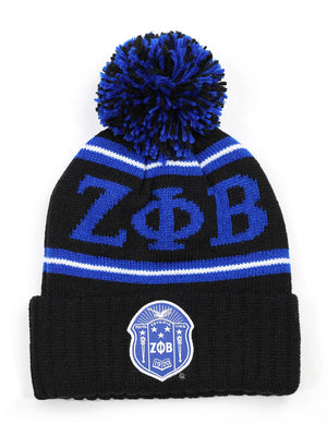 Zeta Phi Beta Knit Beanie - Black/Royal Blue