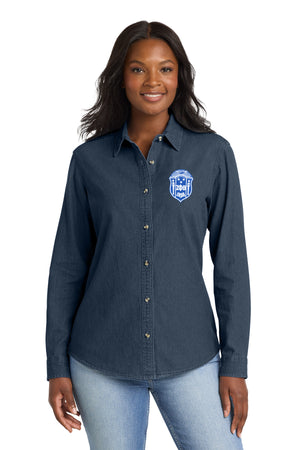 Zeta Phi Beta Long Sleeve Denim Crest Shirt