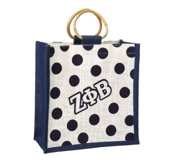 Zeta Phi Beta Polka Dot Jute Bag