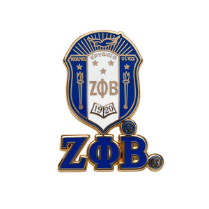 Zeta Phi Beta Shield with Letters Lapel pin