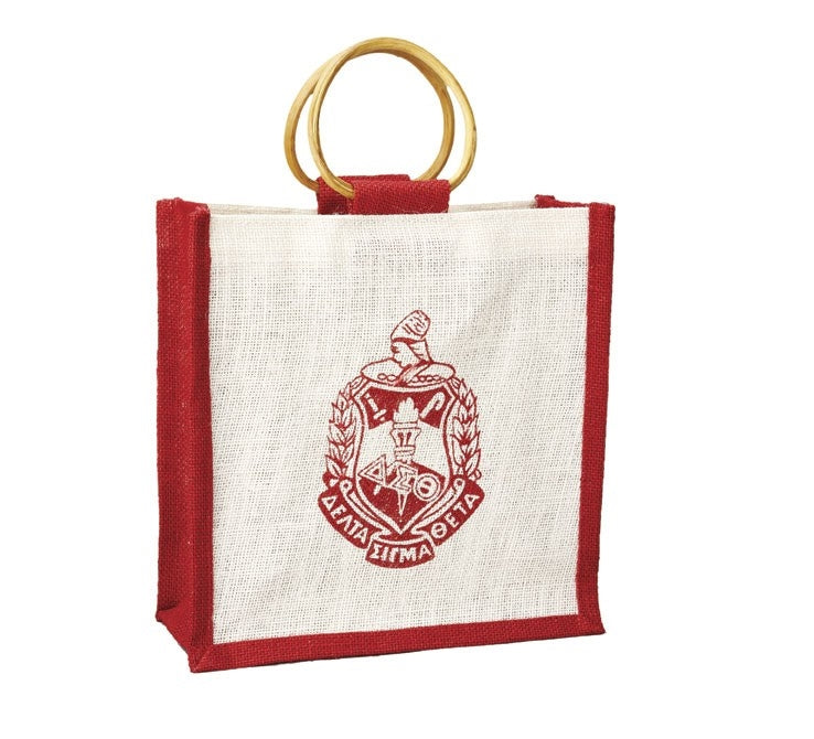 Delta Sigma Theta Mini Shield / Crest Jute Bag
