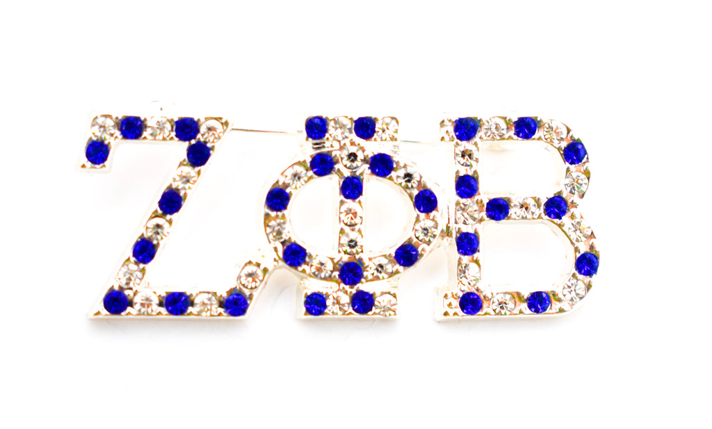 Zeta Phi Beta 3 Letter Crystal Lapel Pin/Brooch