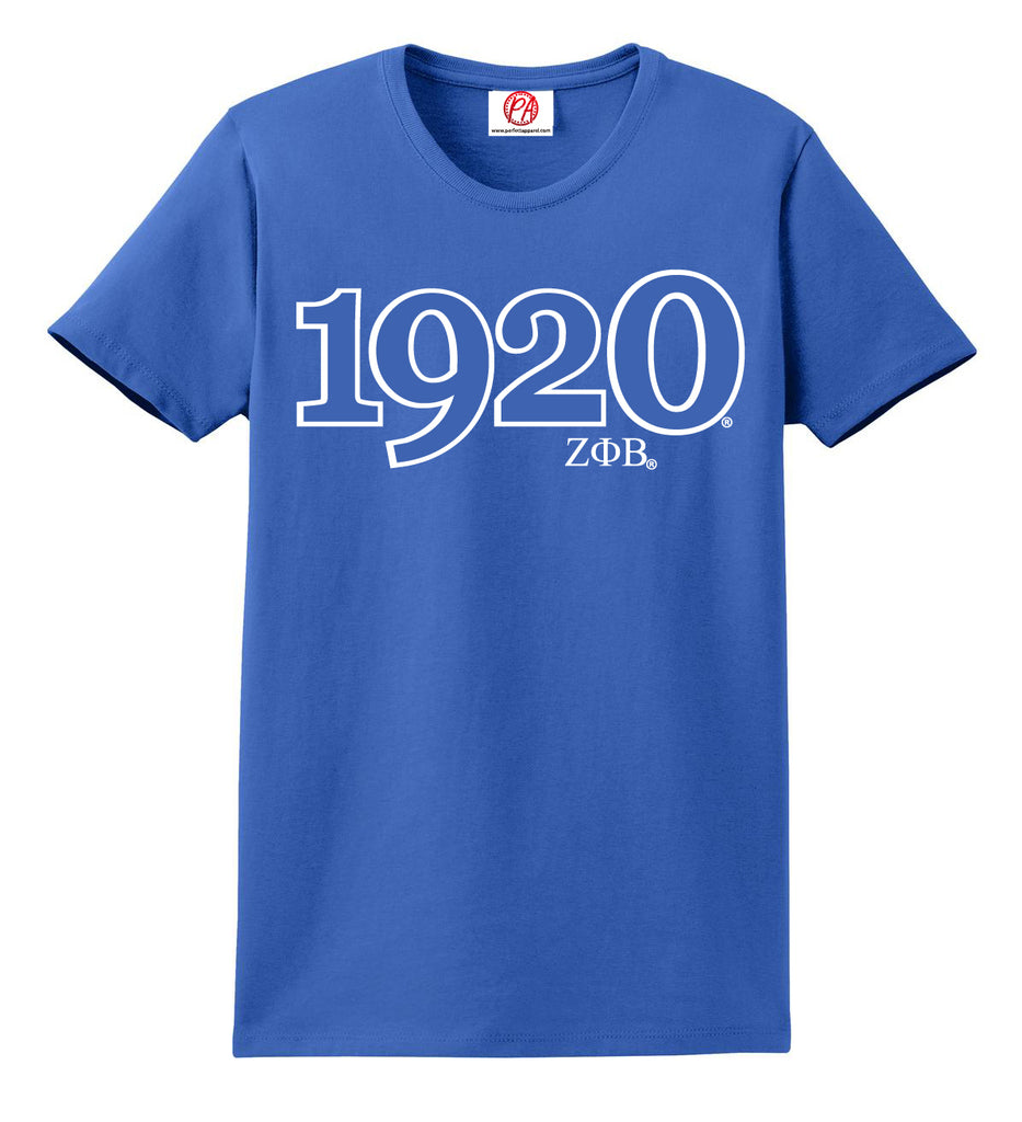 Zeta 1920 Founding Year Embroidered T-Shirt - Zeta Phi Beta