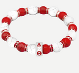 Delta Red & White Stone Beaded Bracelet - Delta Sigma Theta