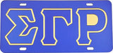 SGRho Greek Letter Royal Blue Mirrored License Plate -Sigma Gamma Rho