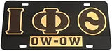 Iota Greek Letter Ow-Ow Black Front License Plate - Iota Phi Theta