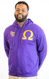 Omega Full Zip Fleece Letterman Hoodie -  Omega Psi Phi