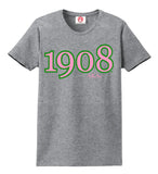 Alpha Kappa Alpha Founding Year 1908 Embroidered T-Shirt