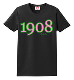 Alpha Kappa Alpha Founding Year 1908 Embroidered T-Shirt