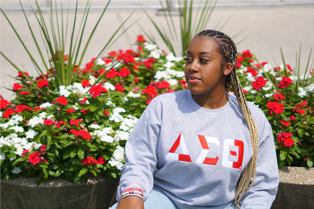 Delta Sigma Theta Color Block Greek Lettered Crewneck Sweatshirt