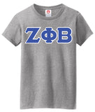 Zeta Phi Beta 3 Greek Lettered Embroidered T-Shirt